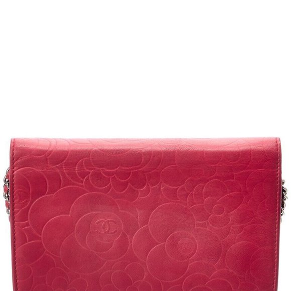 Wallet on a Chain WOC Lambskin Leather Pink Shoulder Bag - Picture 2 of 5